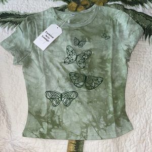 NWT yesstyle green butterfly top